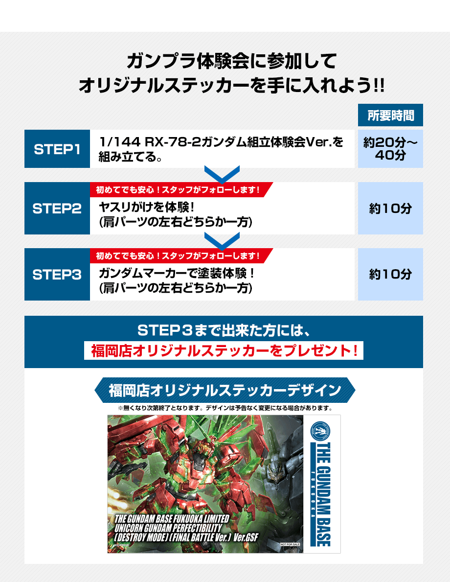 ガンプラ体験会に参加してオリジナルステッカーを手に入れよう!!